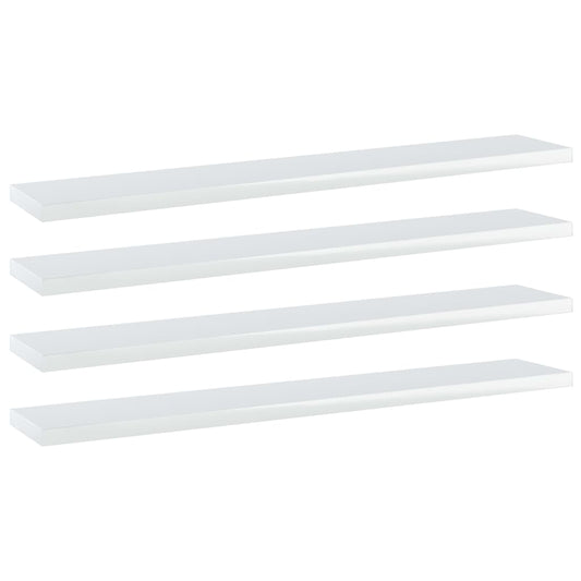 vidaXL Bookshelf Boards 4 pcs High Gloss White 60x10x1.5 cm Engineered Wood