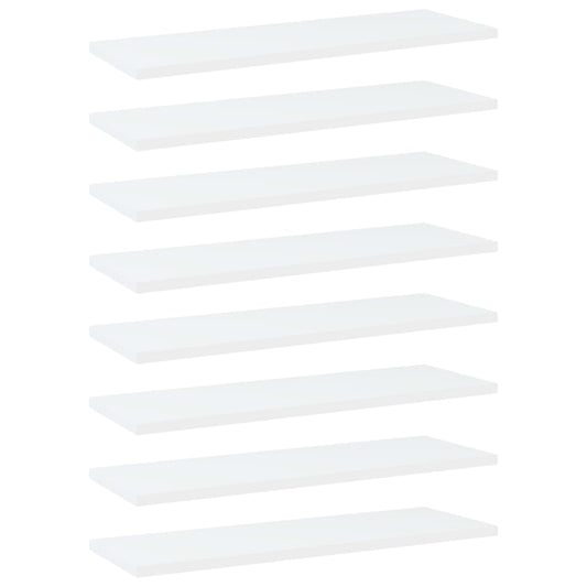 vidaXL Bookshelf Boards 8 pcs White 60x20x1.5 cm Engineered Wood