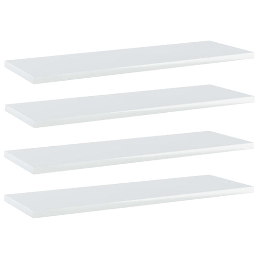 vidaXL Bookshelf Boards 4 pcs High Gloss White 60x20x1.5 cm Engineered Wood