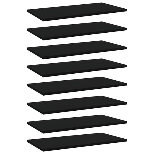 vidaXL Bookshelf Boards 8 pcs Black 60x30x1.5 cm Engineered Wood