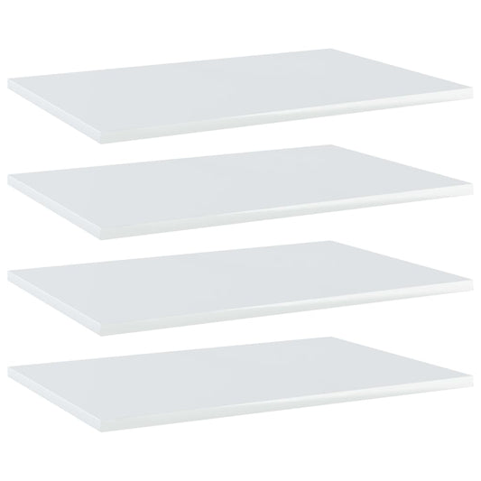 vidaXL Bookshelf Boards 4 pcs High Gloss White 60x40x1.5 cm Engineered Wood