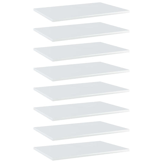 vidaXL Bookshelf Boards 8 pcs High Gloss White 60x40x1.5 cm Engineered Wood