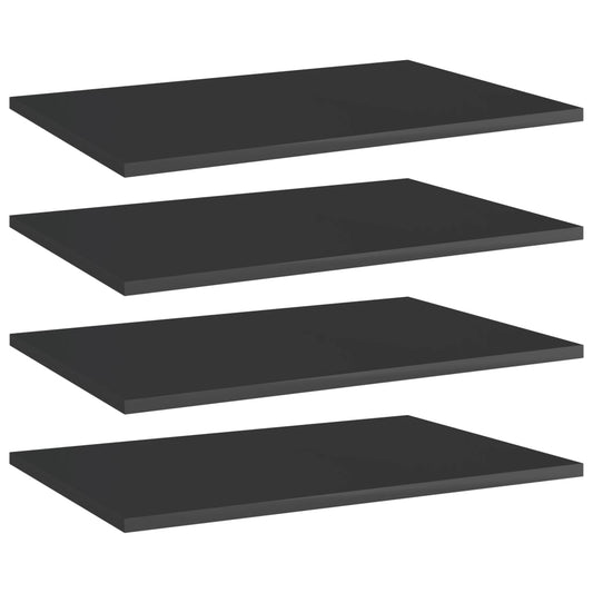 vidaXL Bookshelf Boards 4 pcs High Gloss Black 60x40x1.5 cm Engineered Wood