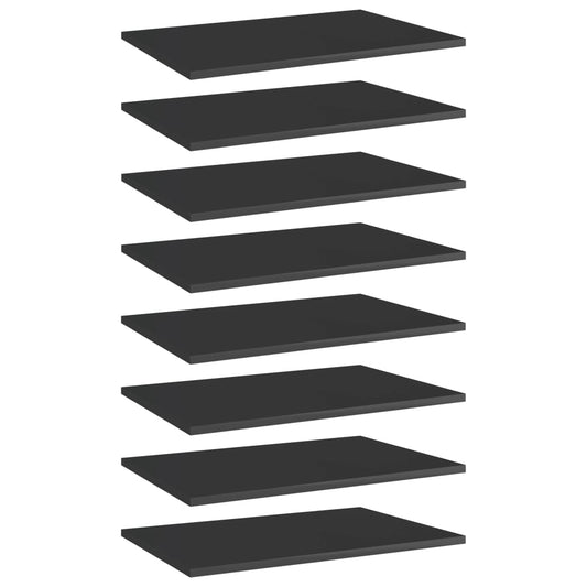 vidaXL Bookshelf Boards 8 pcs High Gloss Black 60x40x1.5 cm Engineered Wood