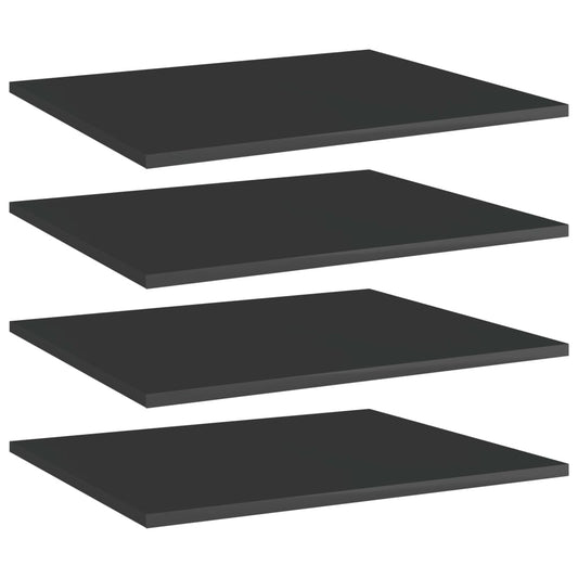vidaXL Bookshelf Boards 4 pcs High Gloss Black 60x50x1.5 cm Engineered Wood