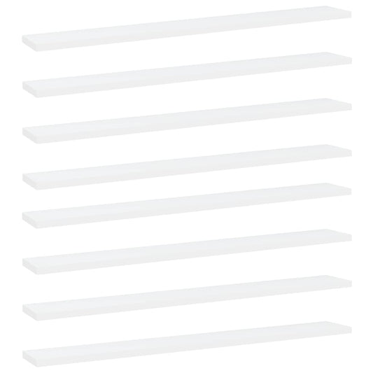 vidaXL Bookshelf Boards 8 pcs White 80x10x1.5 cm Engineered Wood