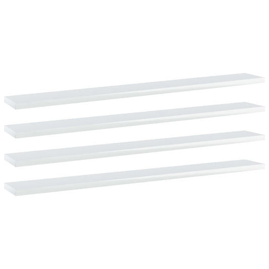 vidaXL Bookshelf Boards 4 pcs High Gloss White 80x10x1.5 cm Engineered Wood