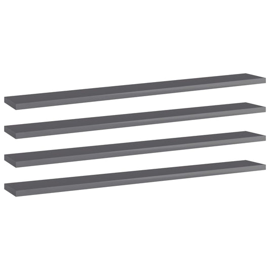 vidaXL Bookshelf Boards 4 pcs High Gloss Grey 80x10x1.5 cm Engineered Wood