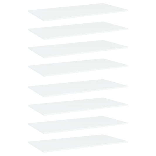 vidaXL Bookshelf Boards 8 pcs White 80x20x1.5 cm Engineered Wood