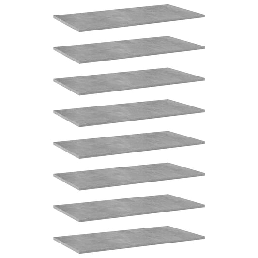 vidaXL Bookshelf Boards 8 pcs Concrete Grey 80x40x1.5 cm Engineered Wood