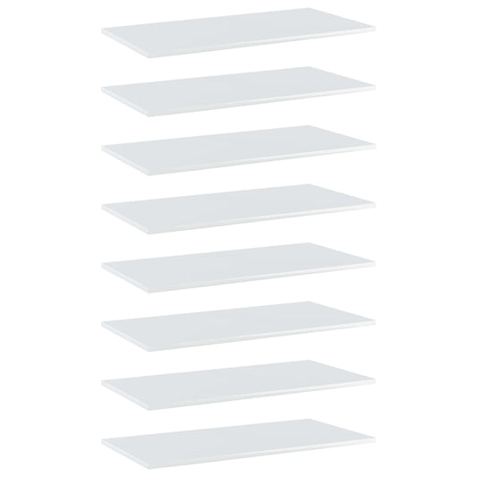 vidaXL Bookshelf Boards 8 pcs High Gloss White 80x40x1.5 cm Engineered Wood