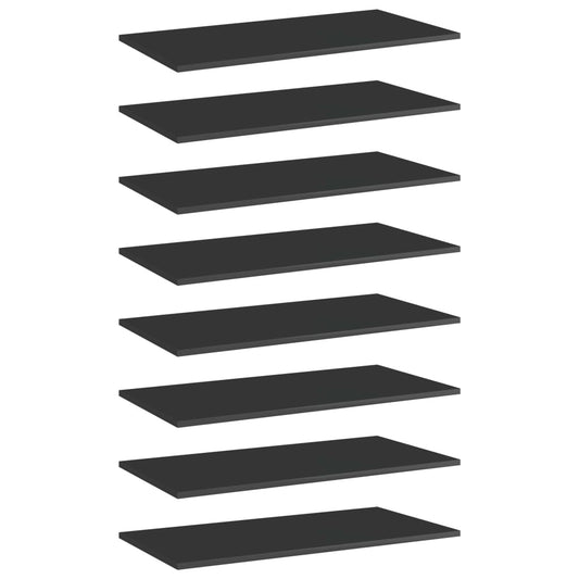 vidaXL Bookshelf Boards 8 pcs High Gloss Black 80x40x1.5 cm Engineered Wood