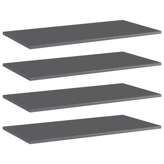 vidaXL Bookshelf Boards 4 pcs High Gloss Grey 80x40x1.5 cm Engineered Wood