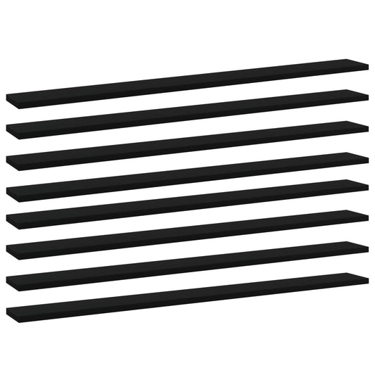 vidaXL Bookshelf Boards 8 pcs Black 100x10x1.5 cm Engineered Wood