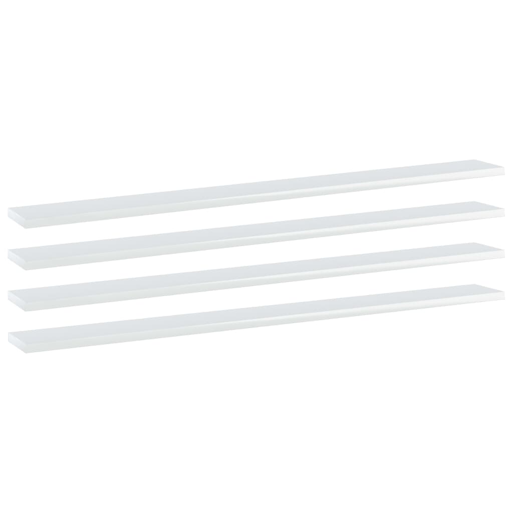 vidaXL Bookshelf Boards 4 pcs High Gloss White 100x10x1.5 cm Engineered Wood