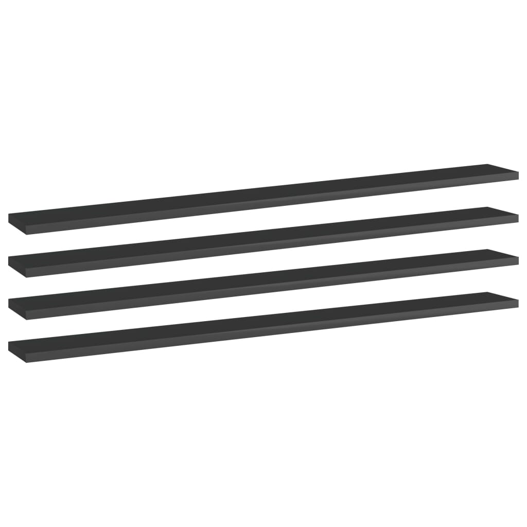 vidaXL Bookshelf Boards 4 pcs High Gloss Black 100x10x1.5 cm Engineered Wood