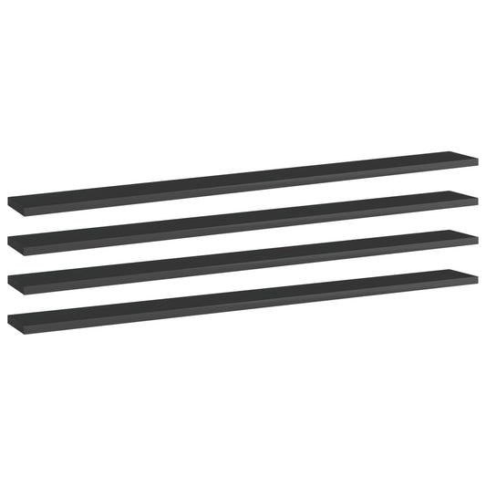 vidaXL Bookshelf Boards 4 pcs High Gloss Black 100x10x1.5 cm Engineered Wood