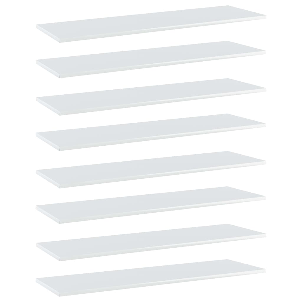 vidaXL Bookshelf Boards 8 pcs High Gloss White 100x30x1.5 cm Engineered Wood