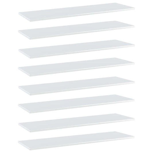 vidaXL Bookshelf Boards 8 pcs High Gloss White 100x30x1.5 cm Engineered Wood