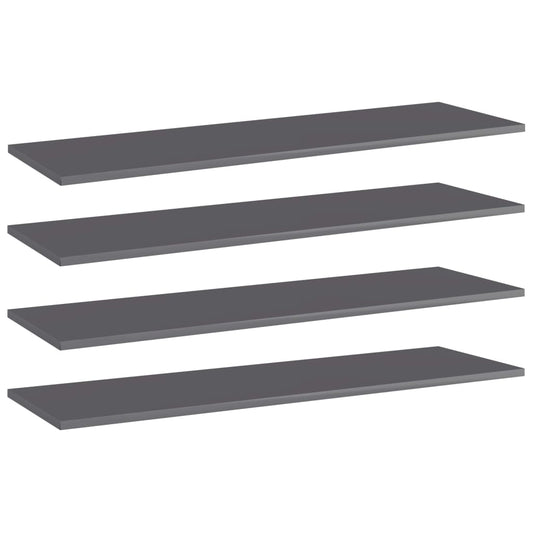 vidaXL Bookshelf Boards 4 pcs High Gloss Grey 100x30x1.5 cm Engineered Wood