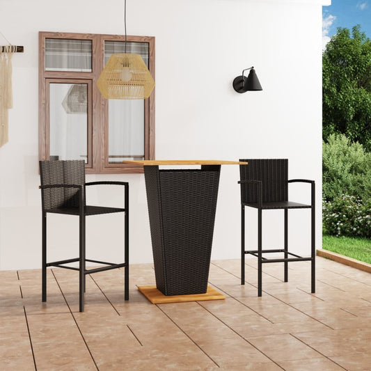 vidaXL 3 Piece Garden Bar Set Black