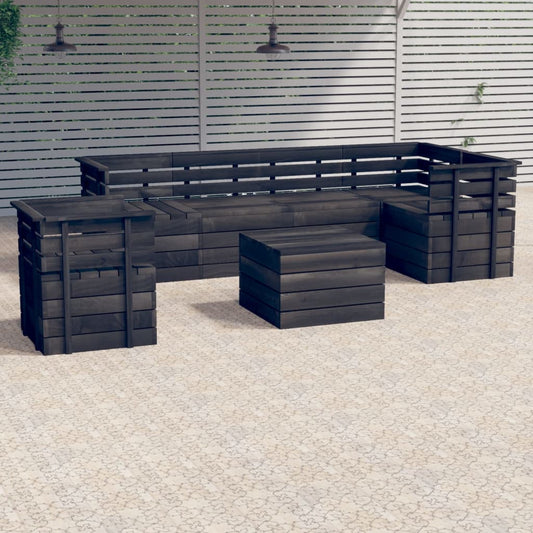 vidaXL 7 Piece Garden Pallet Lounge Set Solid Pinewood Dark Grey