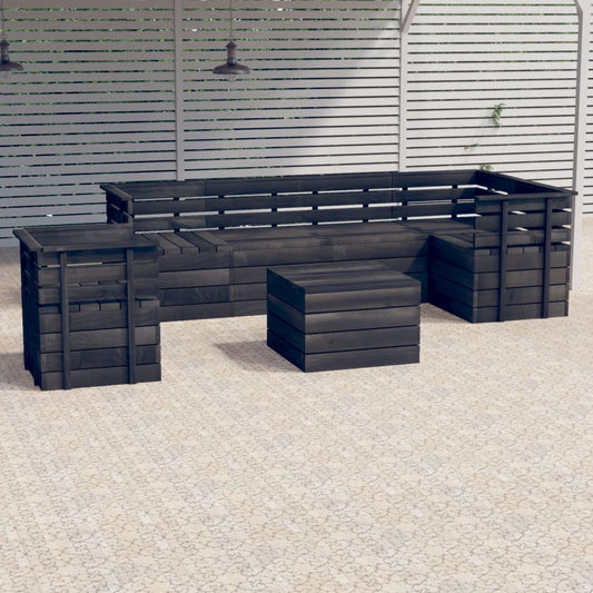 vidaXL 7 Piece Garden Pallet Lounge Set Solid Pinewood Dark Grey