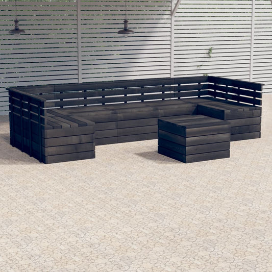 vidaXL 7 Piece Garden Pallet Lounge Set Solid Pinewood Dark Grey