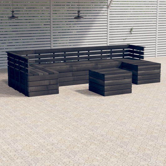 vidaXL 8 Piece Garden Pallet Lounge Set Solid Pinewood Dark Grey