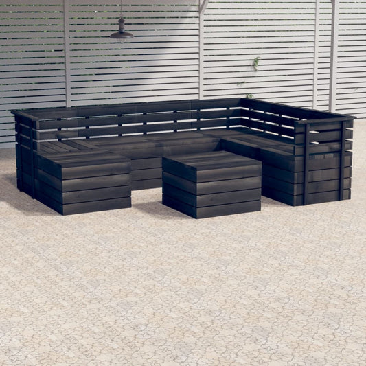 vidaXL 8 Piece Garden Pallet Lounge Set Solid Pinewood Dark Grey
