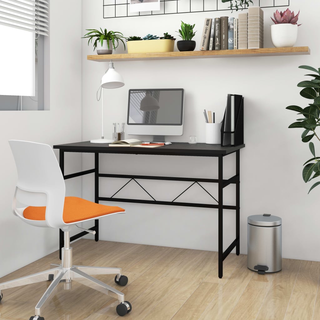 vidaXL Computer Desk Black 105x55x72 cm MDF and Metal