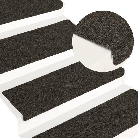 vidaXL Stair Mats 15 pcs Needle Punch 65x21x4 cm Grey