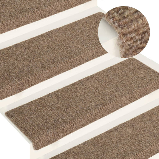 vidaXL Stair Mats 15 pcs Needle Punch 65x21x4 cm Cream