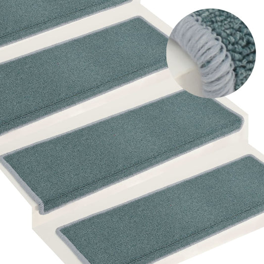 vidaXL Carpet Stair Treads 15 pcs 65x21x4 cm Blue