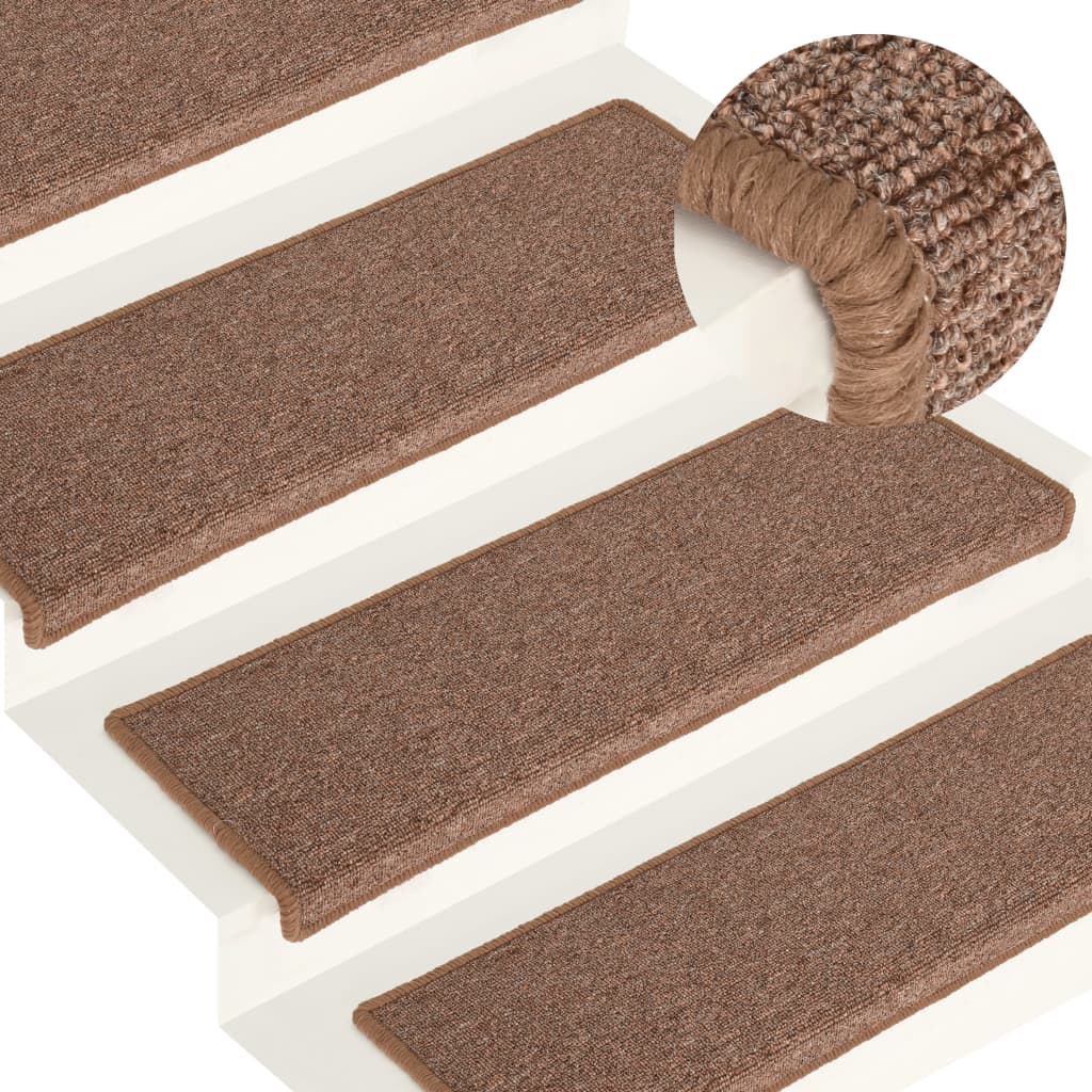 vidaXL Carpet Stair Treads 15 pcs 65x21x4 cm Brown