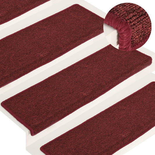 vidaXL Carpet Stair Treads 15 pcs 65x21x4 cm Matte Red