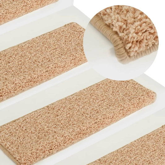 vidaXL Carpet Stair Treads 15 pcs 65x21x4 cm Gold