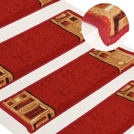 vidaXL Stair Mats Self-adhesive 15 pcs 65x21x4 cm Red
