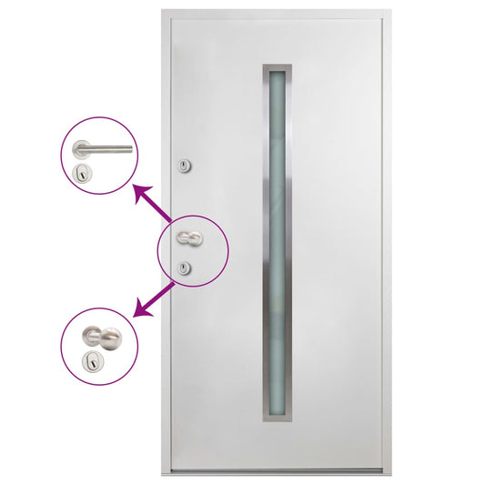 vidaXL Aluminium Front Door White 110x207.5 cm