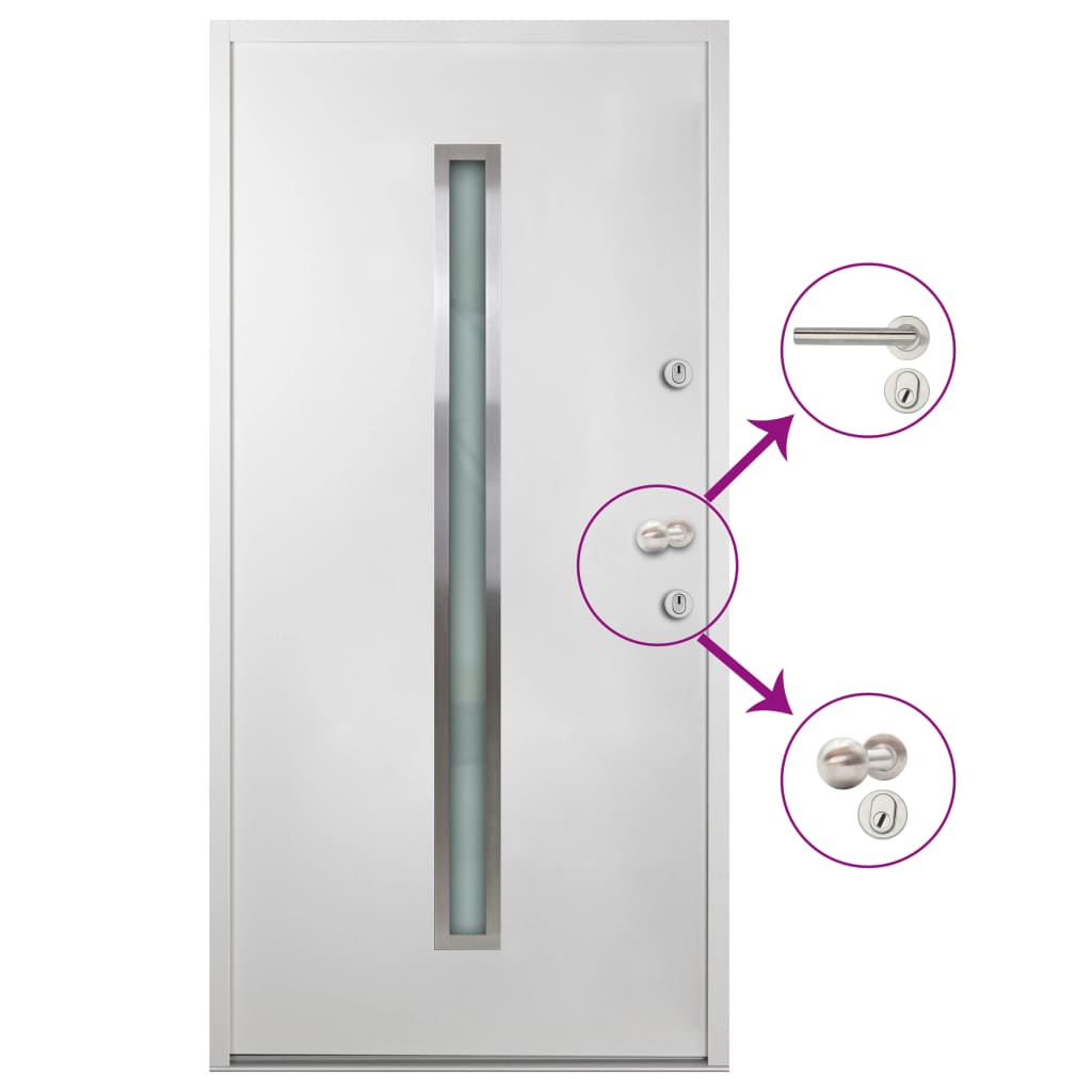 vidaXL Aluminium Front Door White 110x207.5 cm
