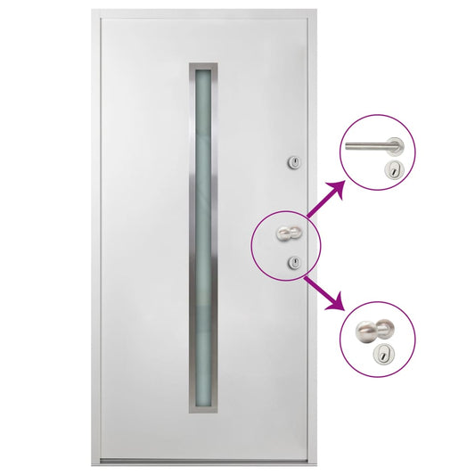 vidaXL Aluminium Front Door White 110x207.5 cm