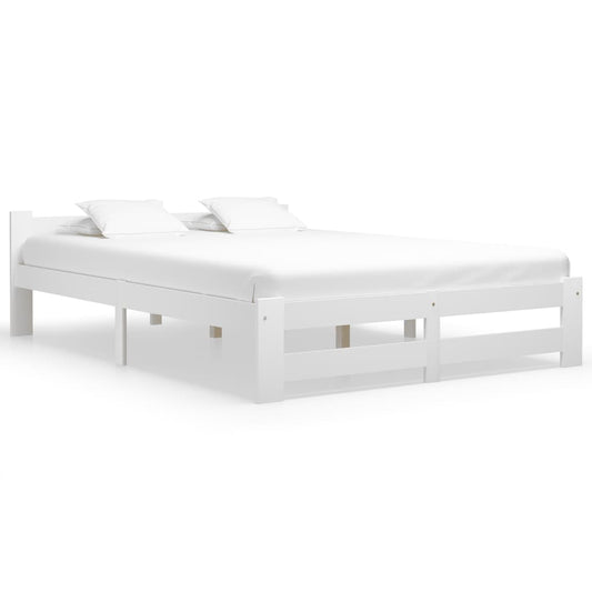 vidaXL Bed Frame White Solid Pine Wood 120x200 cm