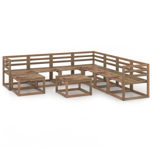 vidaXL 9 Piece Garden Lounge Set Brown Impregnated Pinewood