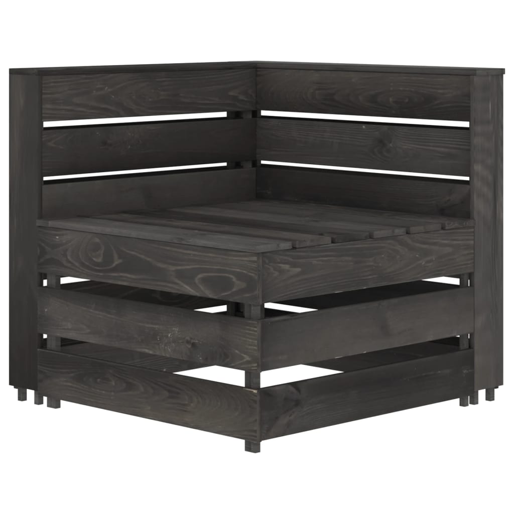 vidaXL Garden Pallet Corner Sofa Grey Impregnated Pinewood