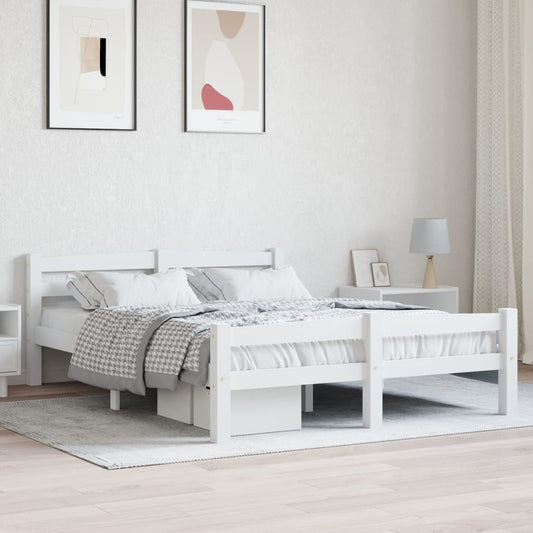 vidaXL Bed Frame White Solid Pinewood 140x200 cm