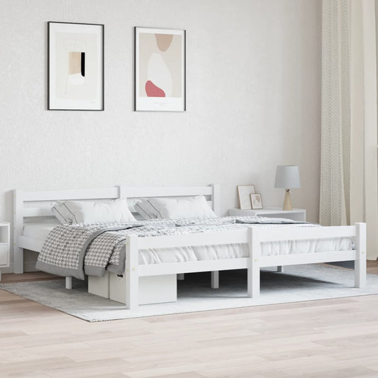 vidaXL Bed Frame White Solid Pinewood 180x200 cm 6FT Super King