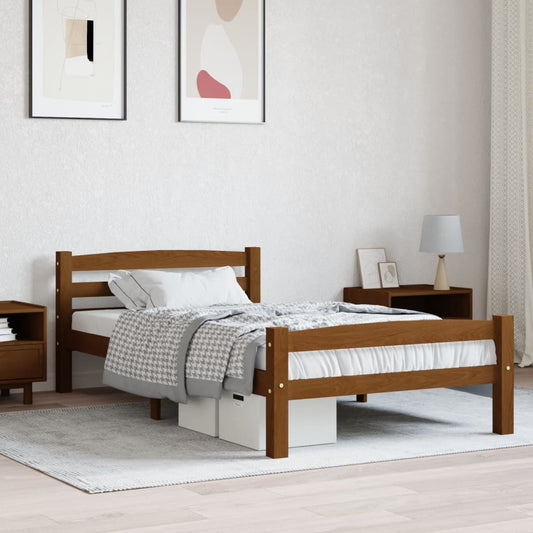 vidaXL Bed Frame Honey Brown Solid Pinewood 90x200 cm