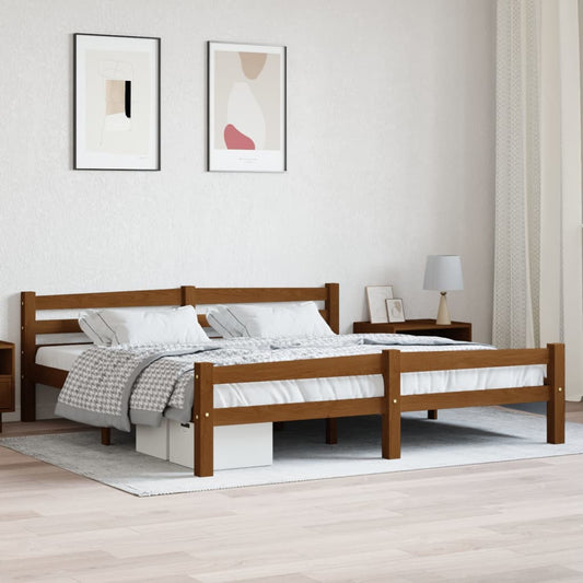 vidaXL Bed Frame Honey Brown Solid Pinewood 180x200 cm 6FT Super King