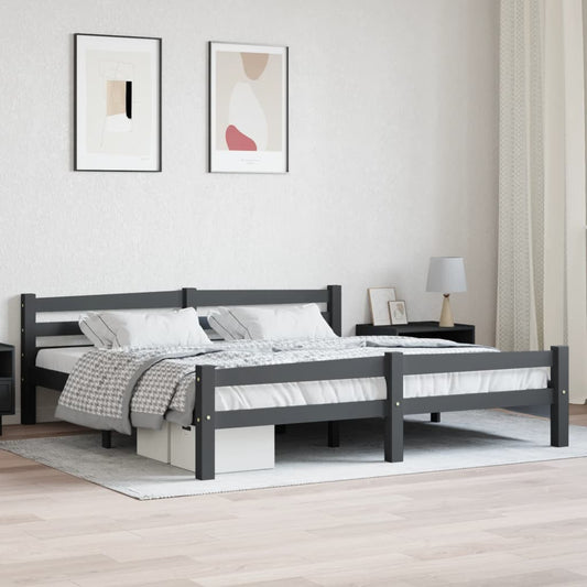 vidaXL Bed Frame Dark Grey Solid Pinewood 180x200 cm 6FT Super King