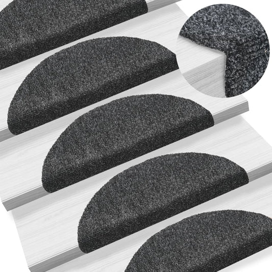 vidaXL Self-adhesive Stair Mats 10 pcs Dark Grey 56x17x3 cm Needle Punch